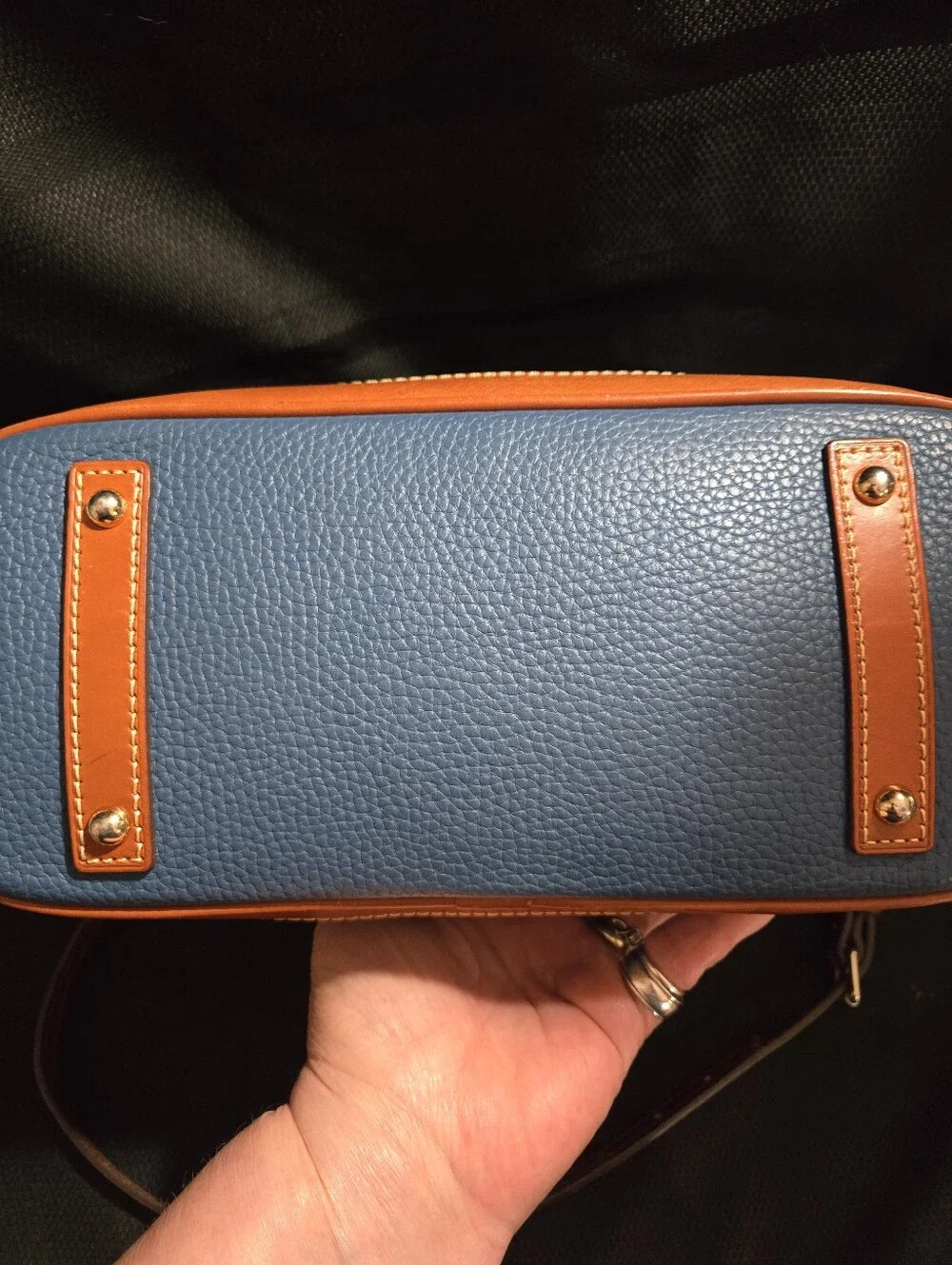 Dooney & Bourke Blue Leather Zip Zip Satchel EUC